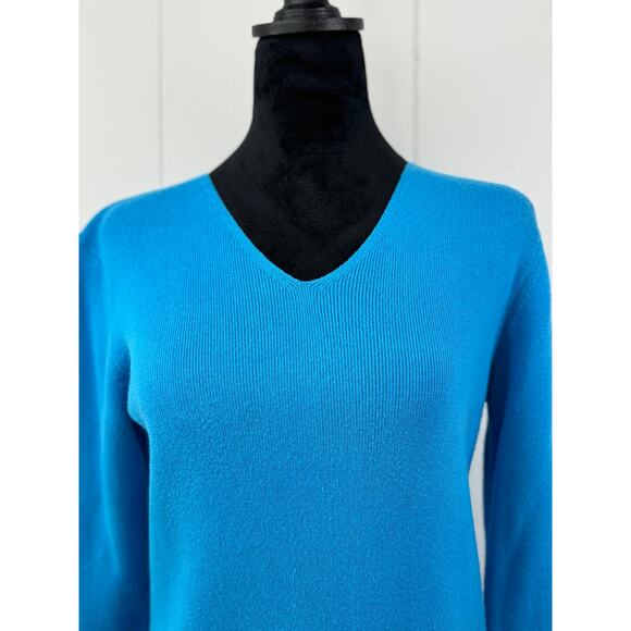 Women's Pierre Cardin Blue Sweater with Crochet Trim, Size L - Picture 2 of 8